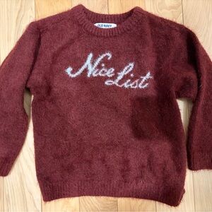 Old Navy kids Burgundy 'Nice List' Sweater
